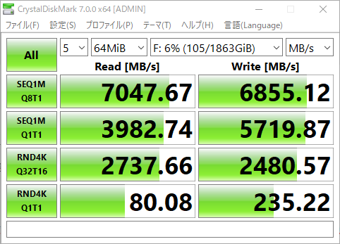 FireCuda530のCrystalDiscMarkBench結果1