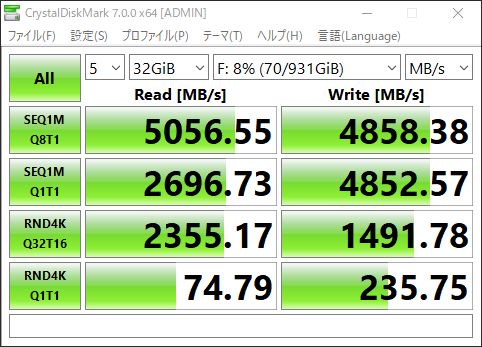 新FireCuda520のCrystalDiscMarkBench結果5